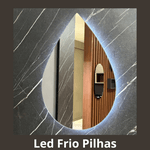 Espelho Gota 60x46 cm Lapidado com LED SEM FIO OU COM FONTE 12V 