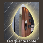 Espelho Gota 60x46 cm Lapidado com LED SEM FIO OU COM FONTE 12V 