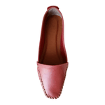 Mocassim em Couro Vermelho / Liso