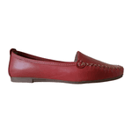 Mocassim em Couro Vermelho / Liso