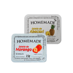 Geleia Sabor Morango e Abacaxi Homemade Em Sachê Blisters De 15g Kits De 144, 72, 48 e 36 Unidades