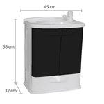 GABINETE COM LAVATORIO 45X32X58CM BRANCO E PRETO