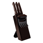 JOGO DE FACAS INOX BLACK CEPO MADEIRA CHURRASCO TRAMONTINA 05 PEÇAS