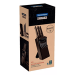 JOGO DE FACAS INOX BLACK CEPO MADEIRA CHURRASCO TRAMONTINA 05 PEÇAS