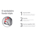 JOGO DE PANELAS AÇO INOX 4 PEÇAS UNA CERAMICA BEGE