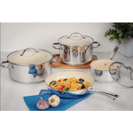 JOGO DE PANELAS AÇO INOX 4 PEÇAS UNA CERAMICA BEGE