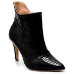 Bota Feminina Cano Curto Bico Fino Napa Verniz Preto