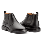 Bota Masculina Conforto Em Couro Legítimo Preto