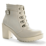 Bota Coturno Feminino Tratorado Sintético Off White