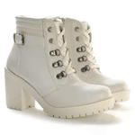 Bota Coturno Feminino Tratorado Sintético Off White