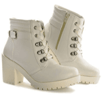 Bota Coturno Feminino Tratorado Sintético Off White