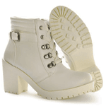 Bota Coturno Feminino Tratorado Sintético Off White