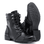 BOTA COTURNO MILITAR MOTOCICLISTA FEMININA DiConfort PRETA