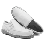 SAPATO BRANCO MASCULINO CONFORTO ENFERMAGEM EM COURO 310