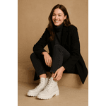Bota Feminina Coturno Off White Couro Flay DIfranca - 383