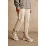 Bota Feminina Coturno Off White Couro Flay DIfranca - 383