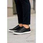 Tênis Masculino Casual Preto Couro Floater DIfranca - 1010