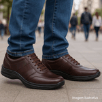 Sapato Masculino em Couro Linha Conforto ZR Shoes - Z01 - Café