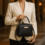 Bolsa Feminina de Mão com Alça Transversal Preto Couro DIfranca - 8602