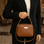 Bolsa Feminina de Mão com Alça Transversal Caramelo Couro DIfranca - 8602