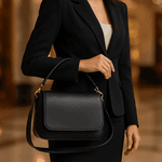 Bolsa Feminina de Mão com Alça Transversal Preto Couro DIfranca - 8601