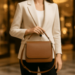 Bolsa Feminina de Mão com Alça Transversal Caramelo Couro DIfranca - 8601