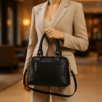 Bolsa Feminina de Mão com Alça Transversal Preto Couro DIfranca - 8600