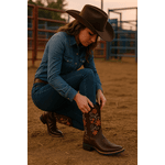 Bota Feminina Texana Chocolate Couro DIfranca - 6170