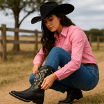 Bota Feminina Texana Preto Couro DIfranca - 6169
