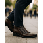 Bota Casual Masculina Couro Legítimo Reta Oposta - 5603 - Café