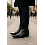 Bota Semi Country Masculina Couro Legítimo New Texas Reta Oposta - 620 - Preto