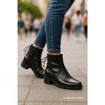Bota Feminina Couro Legítimo Tie Back Canadian Reta Oposta - F3002 - Preto