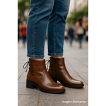 Bota Feminina Couro Legítimo Tie Back Canadian Reta Oposta - F3002 - Café