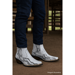 Bota Country Masculina Bico Fino Couro Jacaré Fakcini - 3000 - Gelo