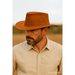 Chapéu Em Couro Legítimo Country Australiano Difranca Castor