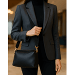Bolsa Feminina Alça Transversal Preto em Couro DIfranca - 8608
