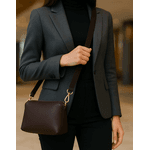 Bolsa Feminina Alça Transversal Café em Couro DIfranca - 8608
