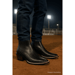 Bota Country Masculina Bico Fino Western Couro Legitimo Detalhe Laser Fakcini - 3012 - Preto