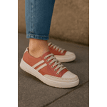 Tênis Feminino Casual Goiaba Bege em Couro DIfranca - 103