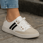 Tênis Feminino Casual Branco em Couro DIfranca - 103