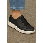 Tênis Feminino Casual Preto em Couro DIfranca - 105