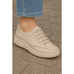 Tênis Feminino Casual Bege em Couro DIfranca - 105