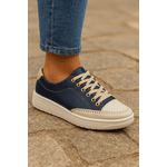 Tênis Feminino Casual Azul Marinho em Couro DIfranca - 104