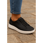 Tênis Feminino Casual Preto em Couro DIfranca - 104