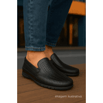 Mocassim Sapatilha Masculina Couro Legítimo Exclusive Granado - 402 - Preto