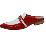 Babuche Masculino Italiano em Couro Social Executivo Flute Bico Fino Ref: 1006 Vermelho Vermelho