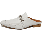 Babuche Masculino Italiano em Couro Social Executivo Wilson Bico Fino Ref: 1013 Branco Branco