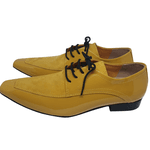 Sapato Masculino Italiano em Couro Social Executivo Amarelo Ironique Bico Fino Ref: 102 Amarelo