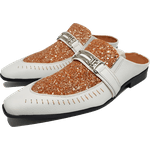 Babuche Masculino Italiano em Couro Social Executivo Michkin Bico Fino Ref: 1023 Branco Branco