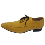 Sapato Masculino Italiano em Couro Social Executivo Amarelo Ironique Bico Fino Ref: 102 Amarelo